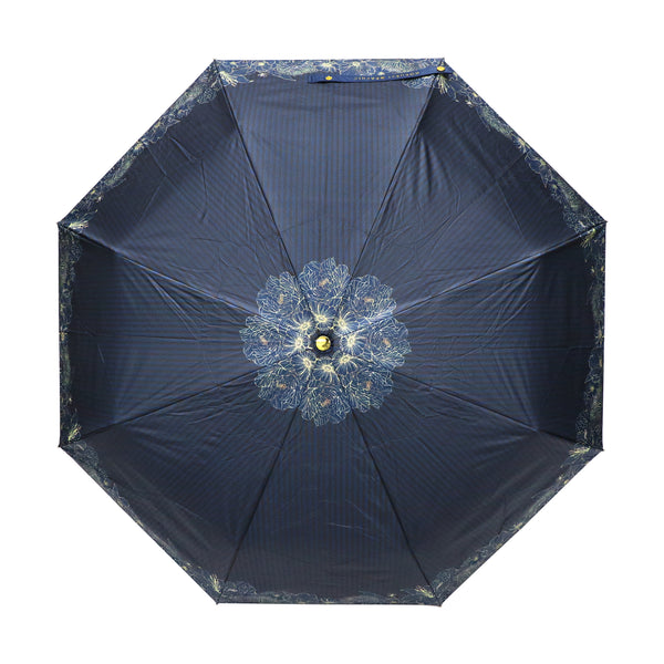 和柄テキスタイル 三つ折り畳み遮光日傘-花月-青(わがらてきすたいる みつ折りたたみしゃこう日傘-かげつ-あお)