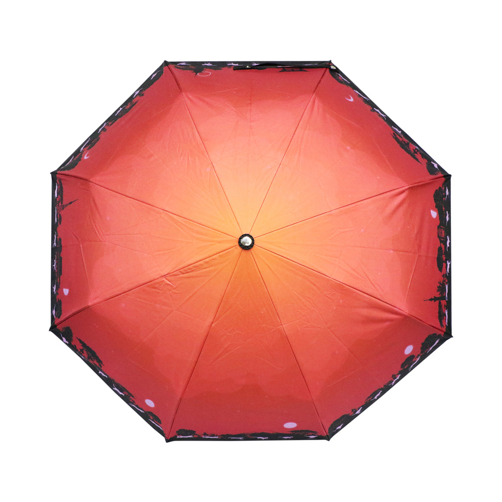 和柄ﾃｷｽﾀｲﾙ三つ折り畳み遮光日傘 暮れに駆ける｜おしゃれな和柄傘