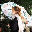 和柄テキスタイル 三つ折り畳み傘‐躑躅／ベージュ（わがらてきすたいる みつ折りたたみ傘-つつじ）