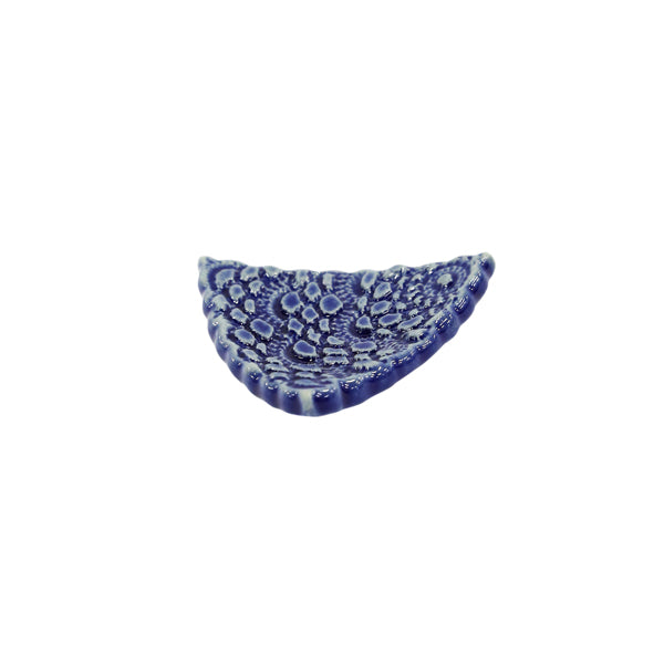 レース京焼・清水焼箸置き-紺藍（れーすきょうやき・きよみずやきはしおき-こんあい)