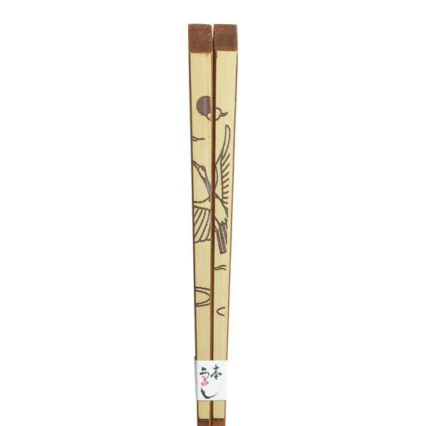 熊本竹摺り漆箸-鶴（くまもとたけすりうるしばし-つる)