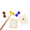 夫婦捩り飴硝子箸置き-透白（ねじりあめがらすはしおき-とうはく)