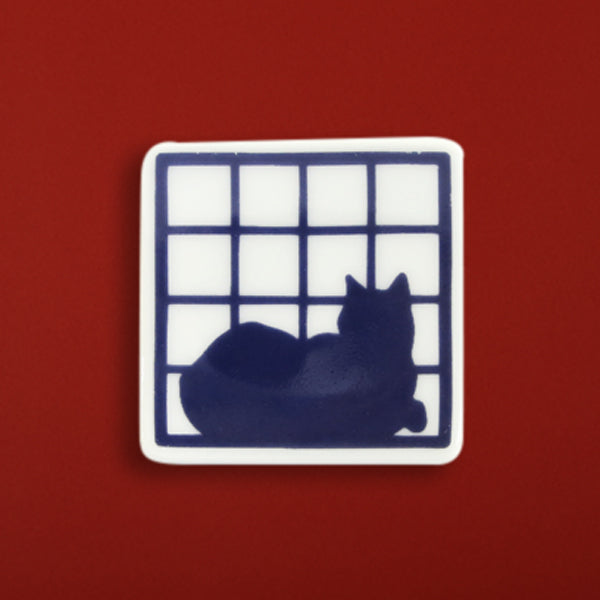 波佐見焼箸置き 窓辺猫-寝転び（はさみやきはしおき まどべねこ-ねころび)