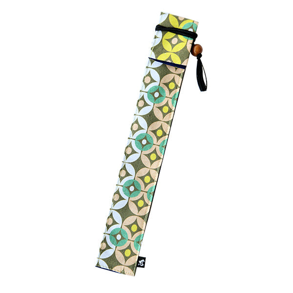独創和柄長型箸袋-七宝-緑（どくそうわがらなががたはしぶくろ-しっぽう・みどり)