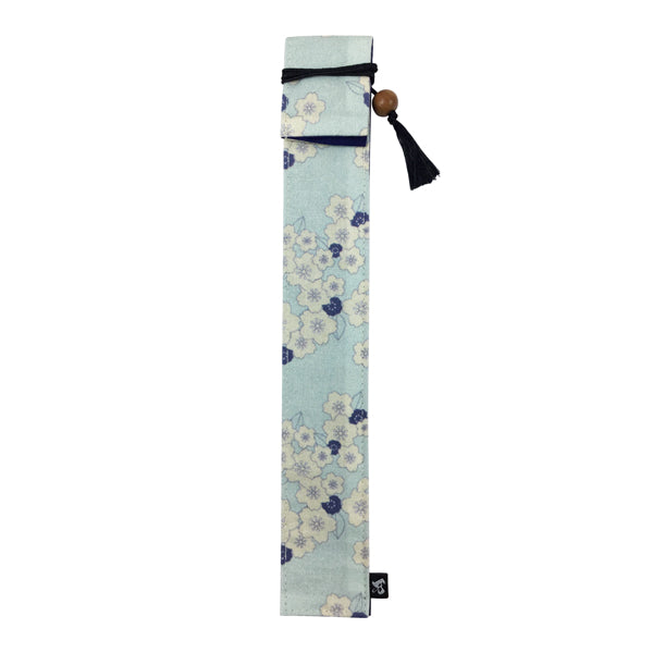 独創和柄長型箸袋-散桜-青（どくそうわがらなががたはしぶくろ-ちりざくら-あお)