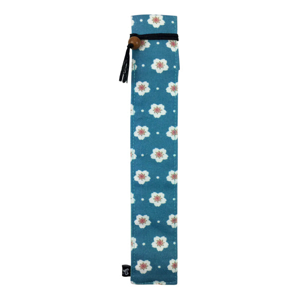 独創和柄長型箸袋-桜ドット-青（どくそうわがらなががたはしぶくろ-さくらどっと-あお)