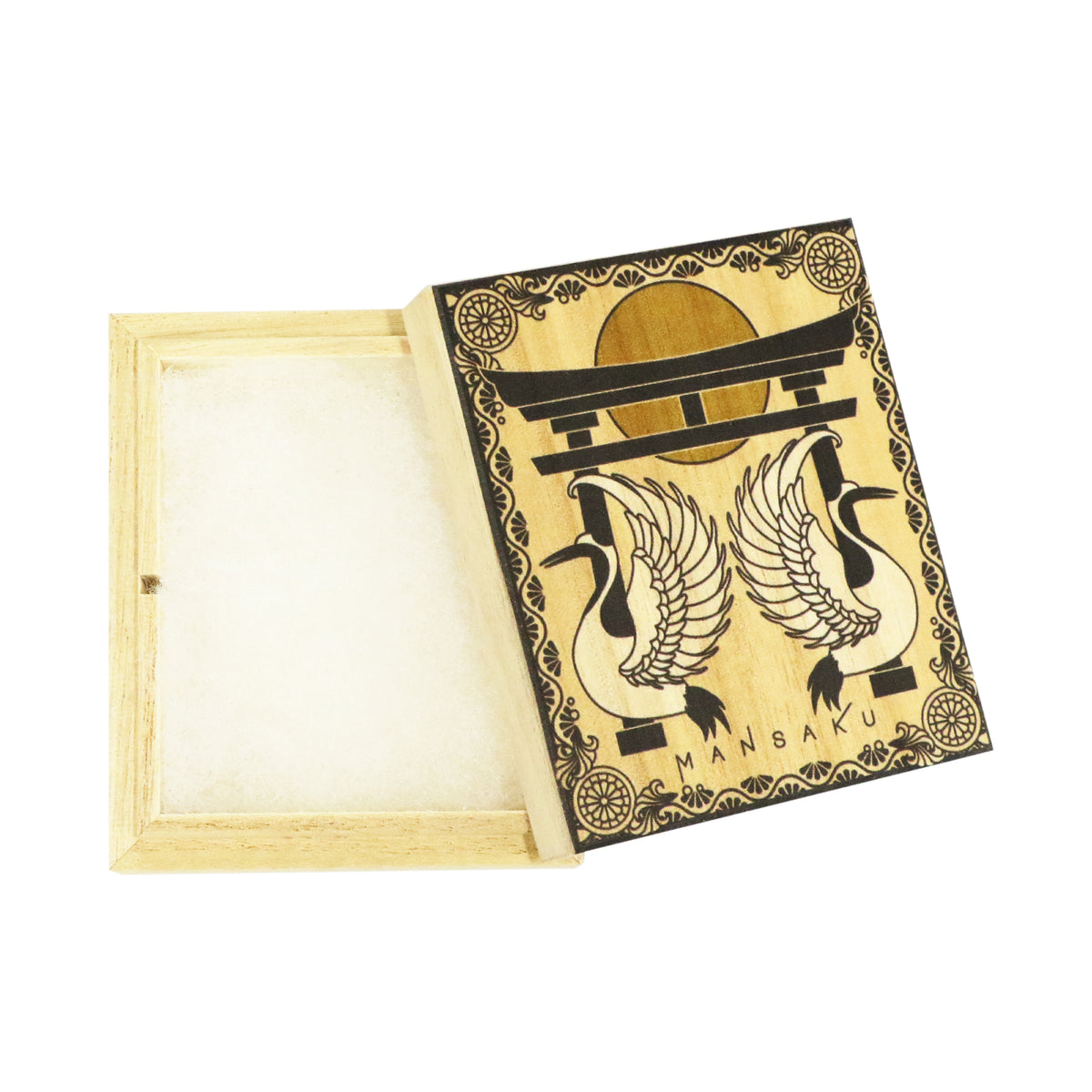 箸置き桐箱 小/薄-鶴と月|箸と箸置きの専門店『箸や万作』の商品