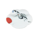 波佐見焼　手書き 花型箸置き小皿-鶴（はさみやき　てがき はながたはしおきこざら-つる)