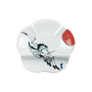 波佐見焼　手書き 花型箸置き小皿-鶴（はさみやき　てがき はながたはしおきこざら-つる)