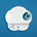 波佐見焼　手書き 花型箸置き小皿-猫（はさみやき　てがき はながたはしおきこざら-ねこ)