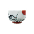 波佐見焼　手書き お猪口-鶴（はさみやき　てがき おちょこ-つる)