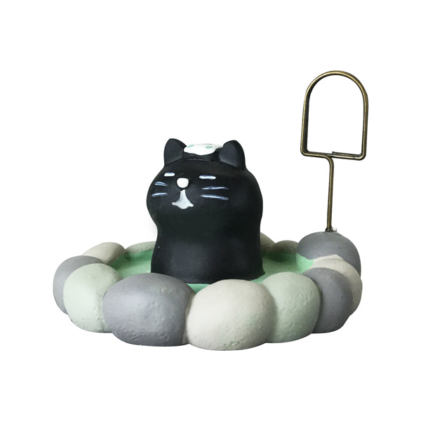 【猫まっしぐらセレクト】concombre 猫のカードスタンド-露天風呂 黒猫