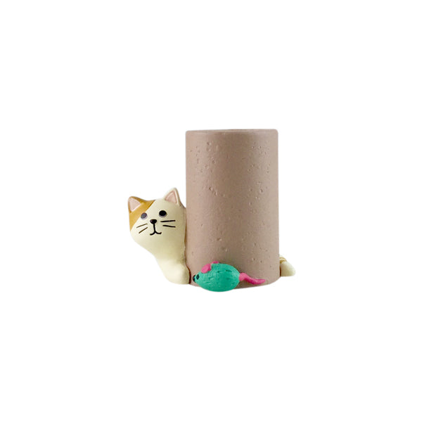 【猫まっしぐらセレクト】HAPPY cat day 猫の印鑑スタンド-じゃれ猫 ねずみ