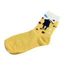【猫まっしぐらセレクト】 猫の涼感靴下-黒猫 イエロー