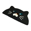 【猫まっしぐらセレクト】 猫のセミサークルマット-猫のお顔 黒猫