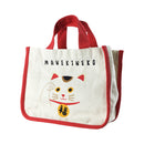 【猫まっしぐらセレクト】 日本の招福モチーフ・猫のかどまるミニトート-招き猫