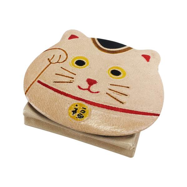 【猫まっしぐらセレクト】 日本の招福モチーフ・猫のコインパース-招き猫　白猫