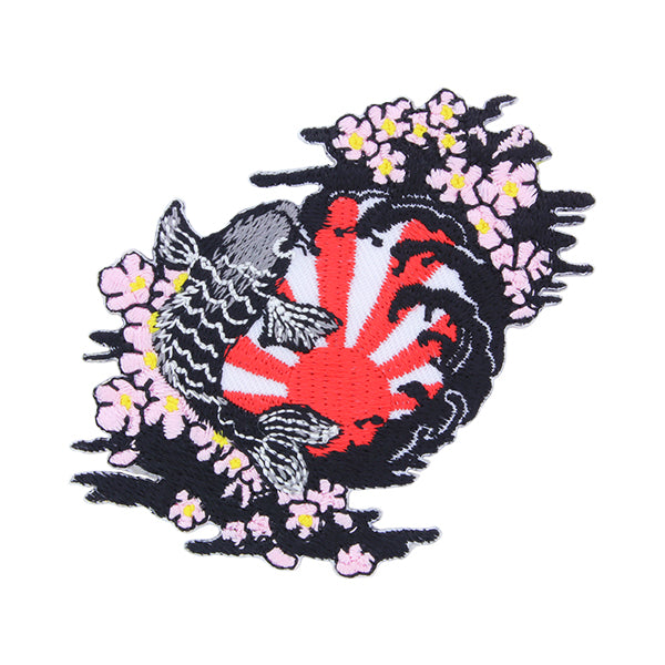 和柄刺繍ワッペン‐日章鯉小（わがらししゅうわっぺん‐にっしょうごいしょう）