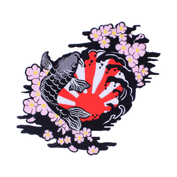 和柄刺繍ワッペン‐日章鯉大（わがらししゅうわっぺん‐にっしょうごいだい）