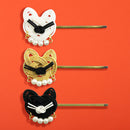 伝統水引細工髪飾り‐真珠猫（でんとうみずひきざいくヘアピン‐しんじゅねこ）