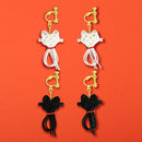 伝統水引細工耳飾‐黒猫/白猫（でんとうみずひきざいくイヤリング‐くろねこ/しろねこ）