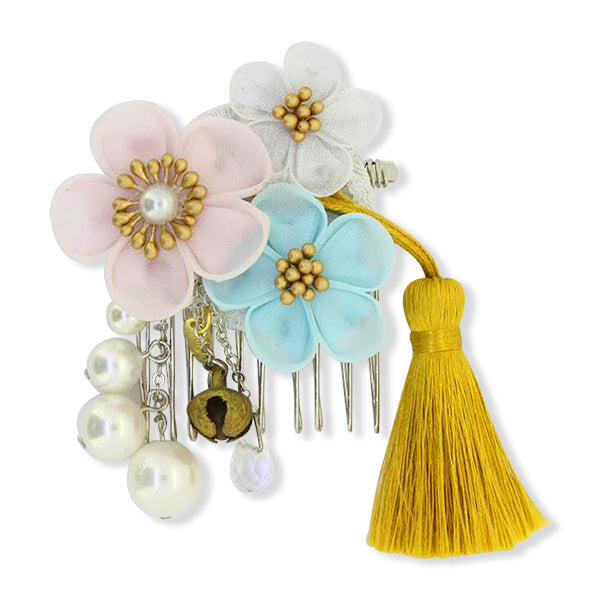 伝統つまみ簪＞三色梅姫花簪｜普段使いの簪・ヘアアクセサリーブランド