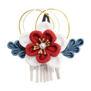 ＜伝統つまみ簪＞七五三姫梅簪‐紅白梅（しちごさんひめうめかんざし‐こうはくばい）