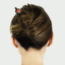 寒椿とんぼ玉簪（かんつばきトンボ玉かんざし）