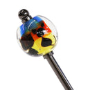 夕焼けに黒猫とんぼ玉簪（ゆうやけにくろねこトンボ玉かんざし）