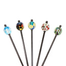 夕焼けに黒猫とんぼ玉簪（ゆうやけにくろねこトンボ玉かんざし）