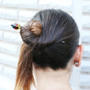 夕焼けに黒猫とんぼ玉簪（ゆうやけにくろねこトンボ玉かんざし）