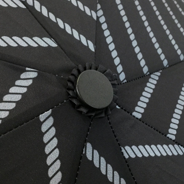 和柄テキスタイル 三つ折り畳み傘‐しめ縄／黒｜おしゃれな和柄傘