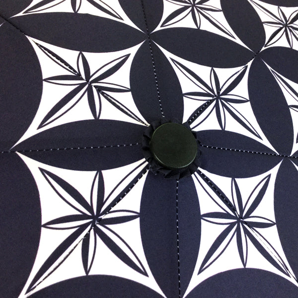 和柄テキスタイル 三つ折り畳み傘‐切子硝子／紺（わがらてきすたいる みつ折りたたみ傘-きりこがらす／こん）