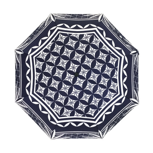 和柄テキスタイル 三つ折り畳み傘‐切子硝子／紺（わがらてきすたいる みつ折りたたみ傘-きりこがらす／こん）