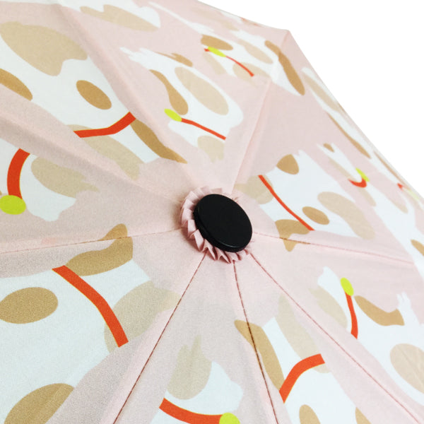 和柄テキスタイル 三つ折り畳み傘‐白茶猫（わがらてきすたいる みつ折りたたみ傘-しろちゃねこ）