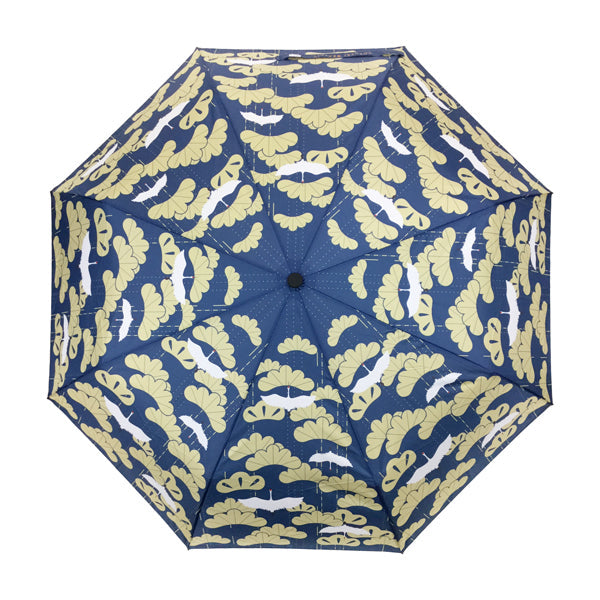 和柄テキスタイル 三つ折り畳み傘‐松に鶴（わがらてきすたいる みつ折りたたみ傘-まつにつる）