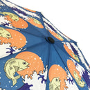 和柄テキスタイル 三つ折り畳み傘‐波に鯛（わがらてきすたいる みつ折りたたみ傘-なみにたい）