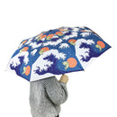 和柄テキスタイル 三つ折り畳み傘‐波に鯛（わがらてきすたいる みつ折りたたみ傘-なみにたい）