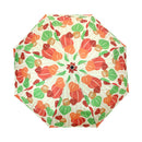 和柄テキスタイル 三つ折り畳み傘‐鬼灯に梟（わがらてきすたいる みつ折りたたみ傘-ほおずきにふくろう）