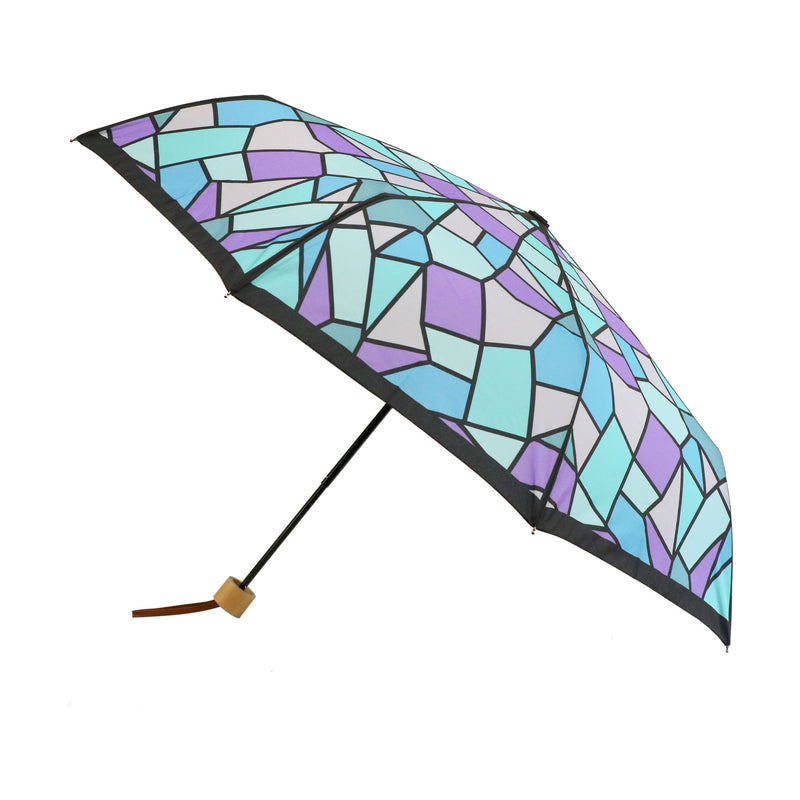 和柄テキスタイル三つ折りたたみ傘-彩色硝子 紫陽花(わがらてきすたいるみつおりたたみがさ-さいしきがらす あじさい)