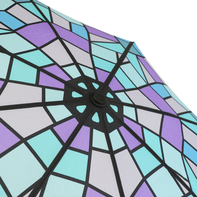 和柄テキスタイル三つ折りたたみ傘-彩色硝子 紫陽花(わがらてきすたいるみつおりたたみがさ-さいしきがらす あじさい)