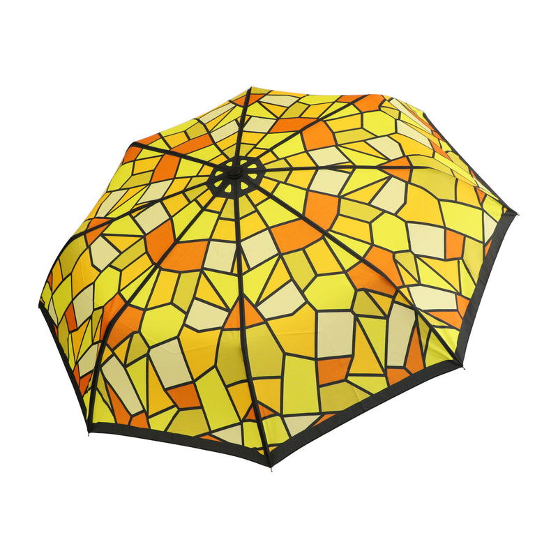 和柄テキスタイル三つ折りたたみ傘-彩色硝子 蜂蜜(わがらてきすたいるみつおりたたみがさ-さいしきがらす はちみつ)