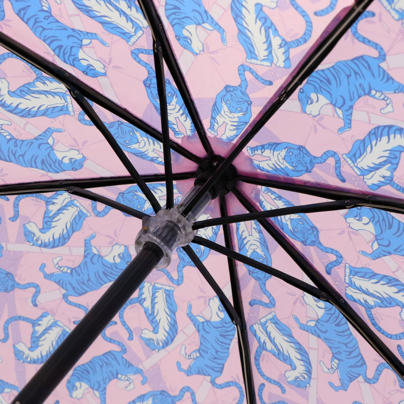 和柄テキスタイル三つ折りたたみ傘-新奇小紋 竹縫青虎(わがらてきすたいるみつおりたたみがさ-しんきこもん たけぬいせいこ)