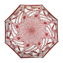 天然竹三つ折り畳み傘‐切絵雨にとと／深紅（てんねんたけみつ折りたたみ傘-きりえあめにとと／しんく）