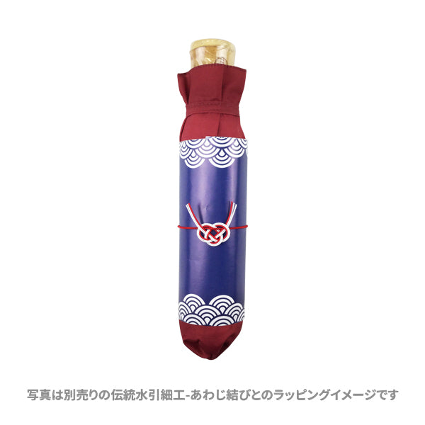 天然竹三つ折り畳み傘‐切絵雨にとと／深紅｜おしゃれな和柄傘ブランド