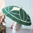 和柄テキスタイル 16本骨長傘‐九枚笹／深緑（わがらてきすたいる 16ぽんほねなががさ‐くまいざさ／ふかみどり）