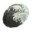 和柄テキスタイル 天然竹16本骨長傘‐鯉の滝登り／黒（わがらてきすたいる てんねんだけ16ぽんほねなががさ-こいのたきのぼり／くろ）