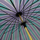 和柄テキスタイル 天然竹16本骨長傘‐子持縞／御納戸（わがらてきすたいる てんねんだけ16ぽんほねなががさ-こもちじま／おなんど）