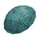 和柄テキスタイル 天然竹16本骨長傘‐蓮七宝／翠（わがらてきすたいる てんねんだけ16ぽんほねなががさ-はすしっぽう／みどり）