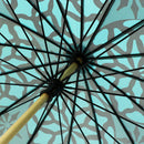 和柄テキスタイル 天然竹16本骨長傘‐蓮七宝／翠（わがらてきすたいる てんねんだけ16ぽんほねなががさ-はすしっぽう／みどり）